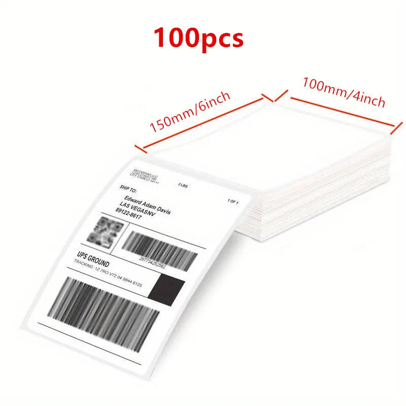 4x6 Zoll Thermo-Etiketten 500 Etiketten pro Stapel – Starke Klebekraft, Wasser- und Fettbeständig für Versandetiketten