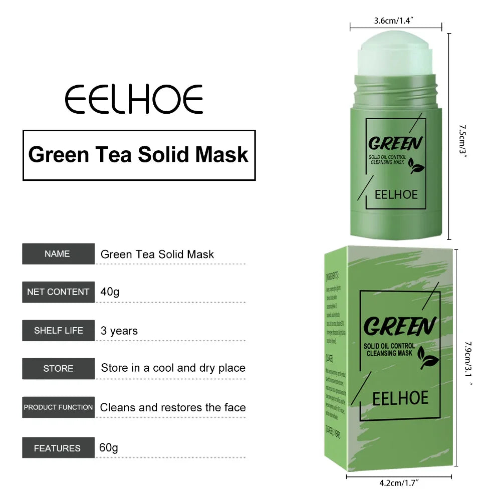 Green Tea Cleansing Solid Face Mask Stick Cleans Pores Remove Acne Blackhead Oil Control Lighten Moisturizing Beauty Skin Care