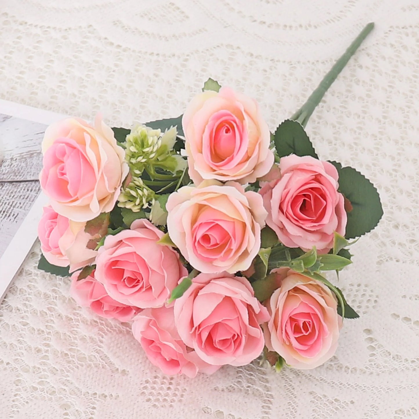 Künstliche Blumen Seidenrosenstrauß Blätter Kunstblume für Vase Party Zuhause Tisch Hochzeit Valentinstagsgeschenk Dekoration