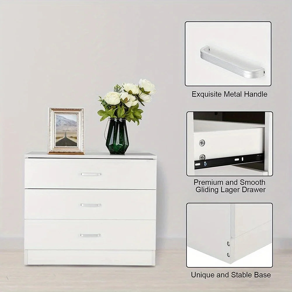3 Schubladen Kommode Aufbewahrungsturm Kleiderschrank Organizer Schlafzimmer Zuhause Weiß