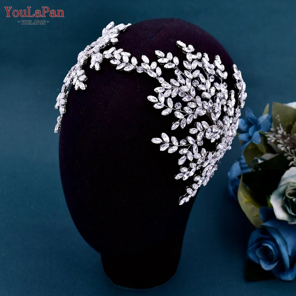 YouLaPan HP500 Rhinestone Bridal Headband Tiara Wedding Hair Accessories Luxury Bride Headpiece Pageant Headdresses Hair Jewelry