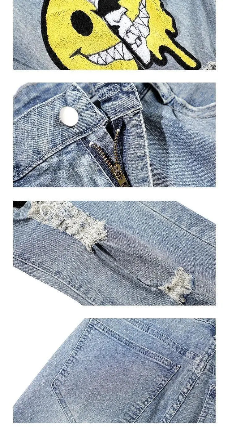 Irregular Ripped Hole Jeans Denim Pant Woman Man Straight Patchwork Baggy boyfriend y2k Punk Kpop Harajuku Streetwear Hip Hop