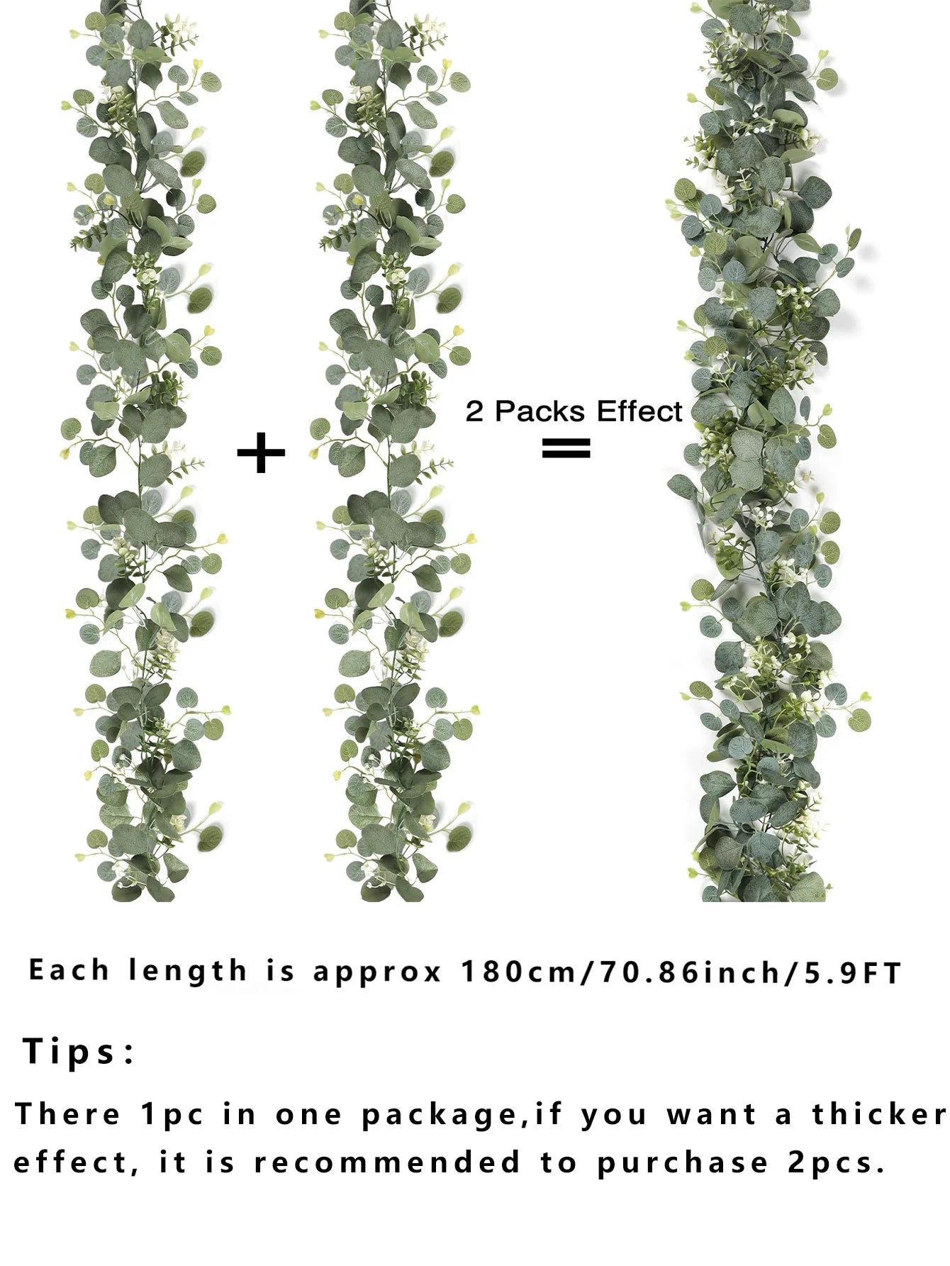 1pc Artificial Eucalyptus Leaves Greenery Garland Faux Plant Spring Vines with White Flowers Berries for Wedding Home Party Deco