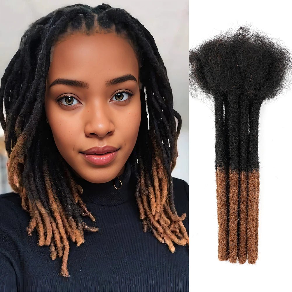 0.6cm Thickness 6-24 Inches 10 Stands Pacs Dreadlocks Human Hair Extensions for Women Ombre Brown Loc Extension can be Dyed - MAGUSTA BEAUTY
