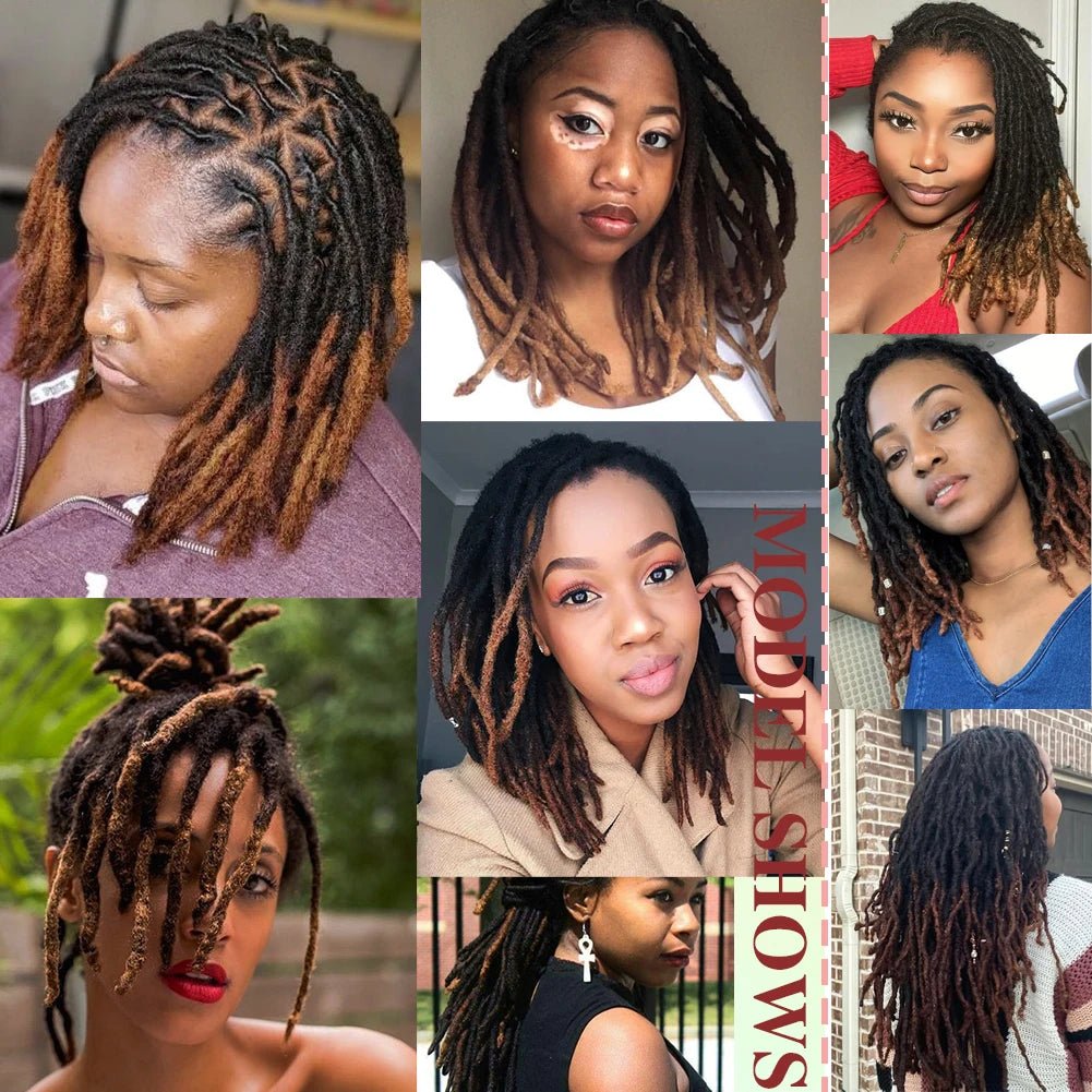 0.6cm Thickness 6-24 Inches 10 Stands Pacs Dreadlocks Human Hair Extensions for Women Ombre Brown Loc Extension can be Dyed - MAGUSTA BEAUTY