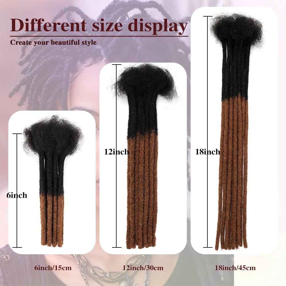 0.6cm Thickness 6-24 Inches 10 Stands Pacs Dreadlocks Human Hair Extensions for Women Ombre Brown Loc Extension can be Dyed - MAGUSTA BEAUTY