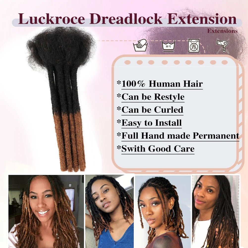 0.6cm Thickness 6-24 Inches 10 Stands Pacs Dreadlocks Human Hair Extensions for Women Ombre Brown Loc Extension can be Dyed - MAGUSTA BEAUTY
