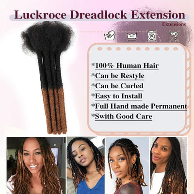 0.6cm Thickness 6-24 Inches 10 Stands Pacs Dreadlocks Human Hair Extensions for Women Ombre Brown Loc Extension can be Dyed - MAGUSTA BEAUTY