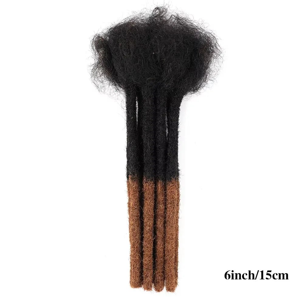 0.6cm Thickness 6-24 Inches 10 Stands Pacs Dreadlocks Human Hair Extensions for Women Ombre Brown Loc Extension can be Dyed - MAGUSTA BEAUTY