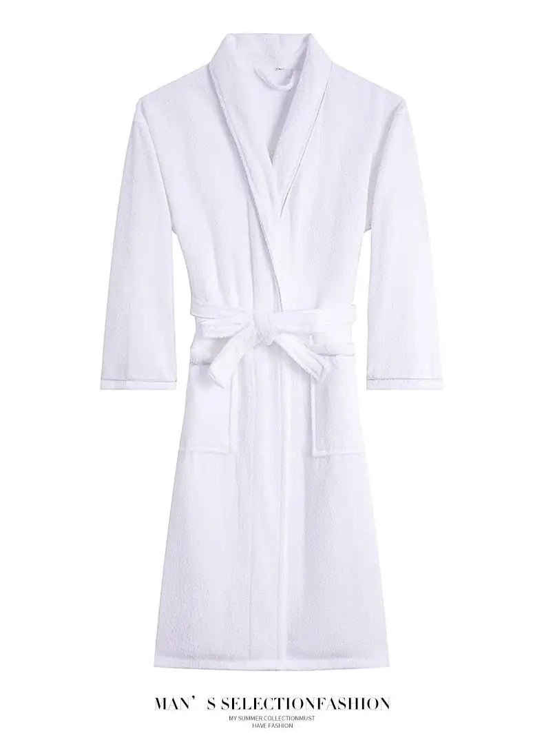100% Cotton Couples Long Thick Absorbent Terry Bath Robe Kimono Men Light Weight Towel Bathrobe Sleepwear Women Hotel Gown Robes - MAGUSTA BEAUTY