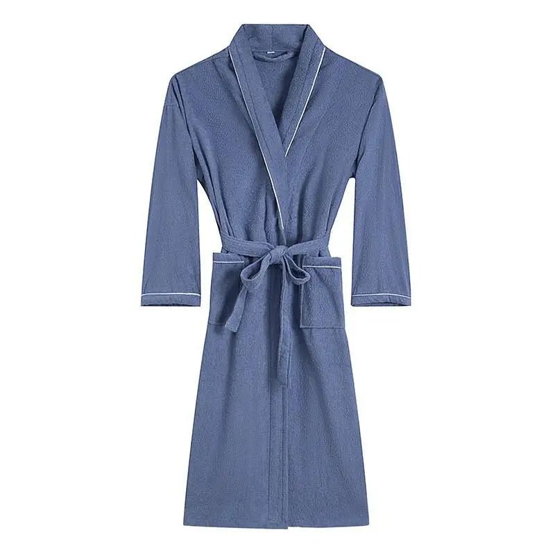 100% Cotton Couples Long Thick Absorbent Terry Bath Robe Kimono Men Light Weight Towel Bathrobe Sleepwear Women Hotel Gown Robes - MAGUSTA BEAUTY