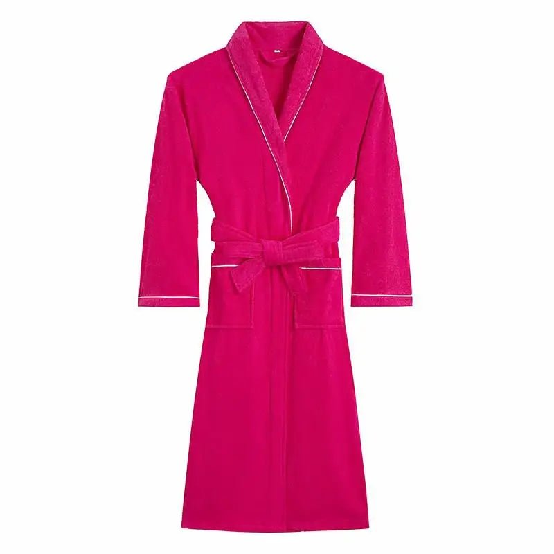 100% Cotton Couples Long Thick Absorbent Terry Bath Robe Kimono Men Light Weight Towel Bathrobe Sleepwear Women Hotel Gown Robes - MAGUSTA BEAUTY