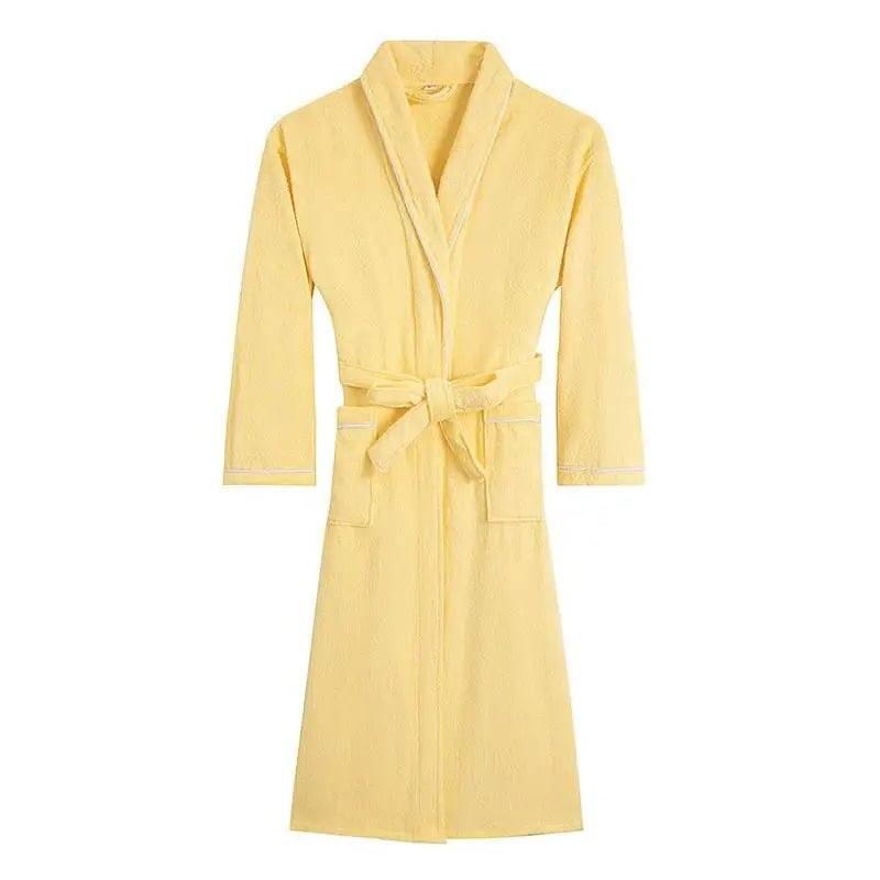 100% Cotton Couples Long Thick Absorbent Terry Bath Robe Kimono Men Light Weight Towel Bathrobe Sleepwear Women Hotel Gown Robes - MAGUSTA BEAUTY