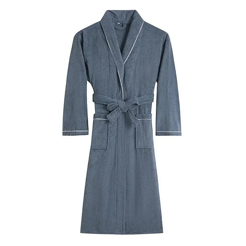 100% Cotton Couples Long Thick Absorbent Terry Bath Robe Kimono Men Light Weight Towel Bathrobe Sleepwear Women Hotel Gown Robes - MAGUSTA BEAUTY