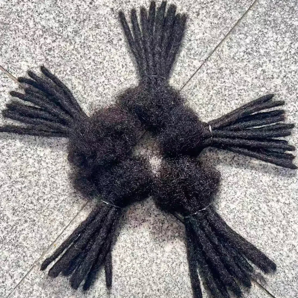 100% Human Hair Loc Extensions Full Handmade Dreadlock Extensions Wholesale 0.6cm Width Natural Black Extension For Women Men - MAGUSTA BEAUTY