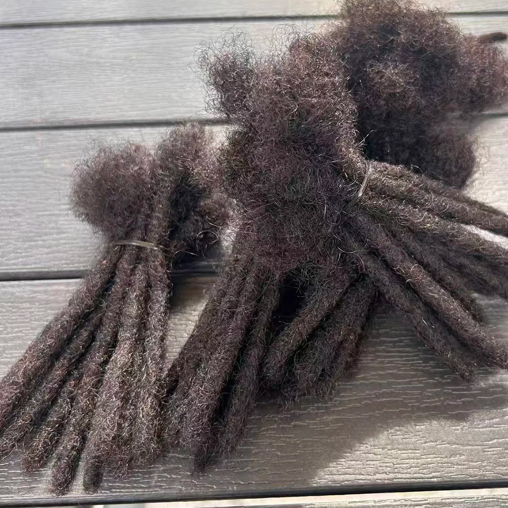 100% Human Hair Loc Extensions Full Handmade Dreadlock Extensions Wholesale 0.6cm Width Natural Black Extension For Women Men - MAGUSTA BEAUTY