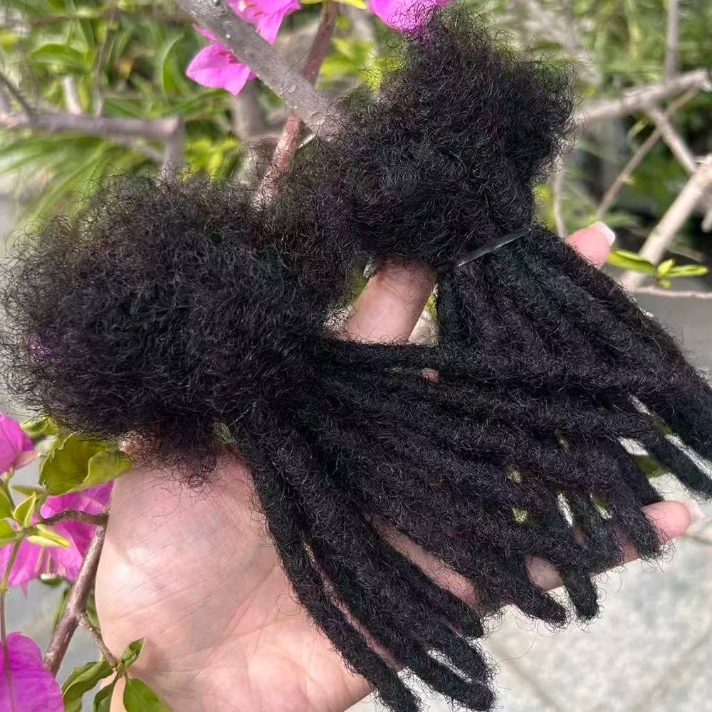 100% Human Hair Loc Extensions Full Handmade Dreadlock Extensions Wholesale 0.6cm Width Natural Black Extension For Women Men - MAGUSTA BEAUTY