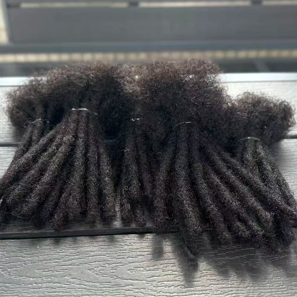 100% Human Hair Loc Extensions Full Handmade Dreadlock Extensions Wholesale 0.6cm Width Natural Black Extension For Women Men - MAGUSTA BEAUTY