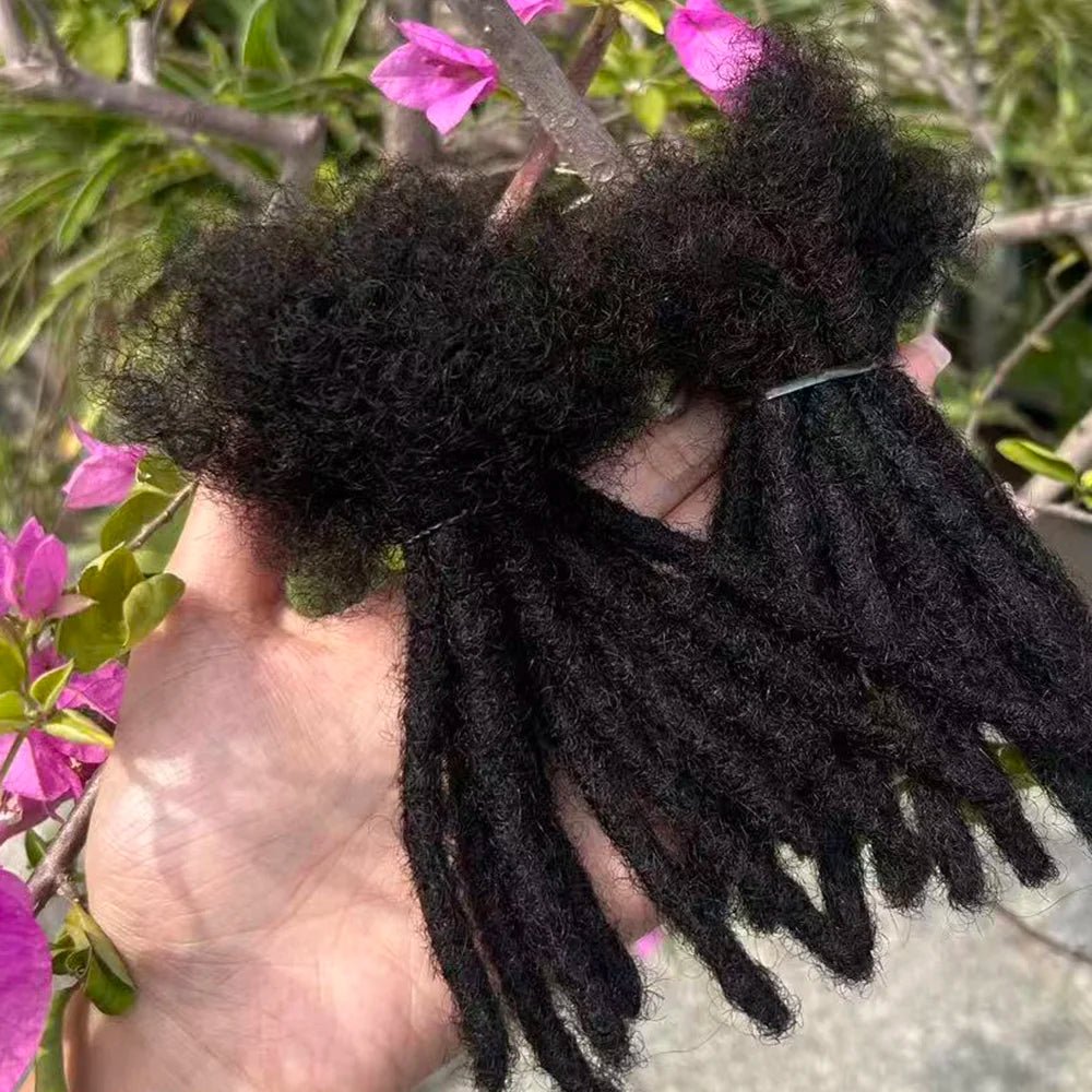 100% Human Hair Loc Extensions Full Handmade Dreadlock Extensions Wholesale 0.6cm Width Natural Black Extension For Women Men - MAGUSTA BEAUTY