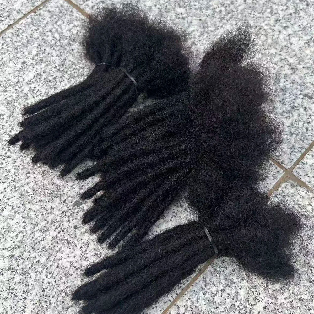 100% Human Hair Loc Extensions Full Handmade Dreadlock Extensions Wholesale 0.6cm Width Natural Black Extension For Women Men - MAGUSTA BEAUTY