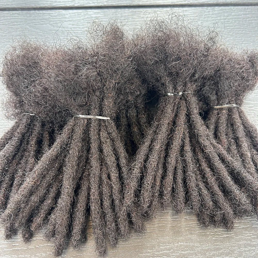 100% Human Hair Loc Extensions Full Handmade Dreadlock Extensions Wholesale 0.6cm Width Natural Black Extension For Women Men - MAGUSTA BEAUTY