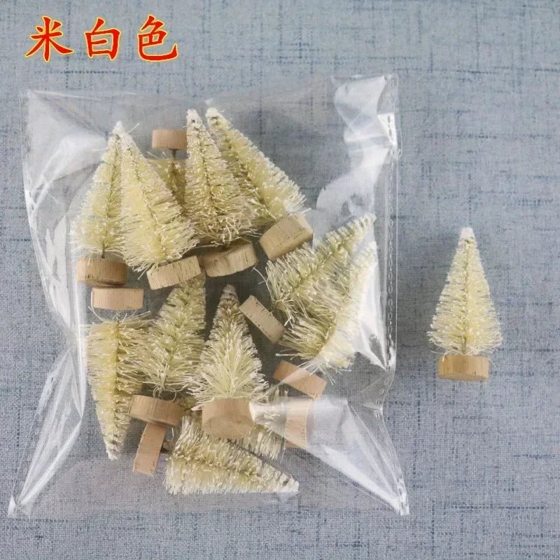 12 Piece DIY Mini Christmas Tree Sisal Silk Cedar - Desktop Decoration Small Christmas Tree 2025 Xmas New Year Navidad Decor - MAGUSTA BEAUTY