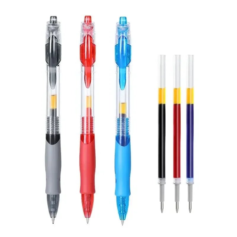 13/30pcs Retractable Gel Pens Set Black/Red/Blue Ink Ballpoint for Writing Refills Office Accessories School Supplies Stationery - MAGUSTA BEAUTY