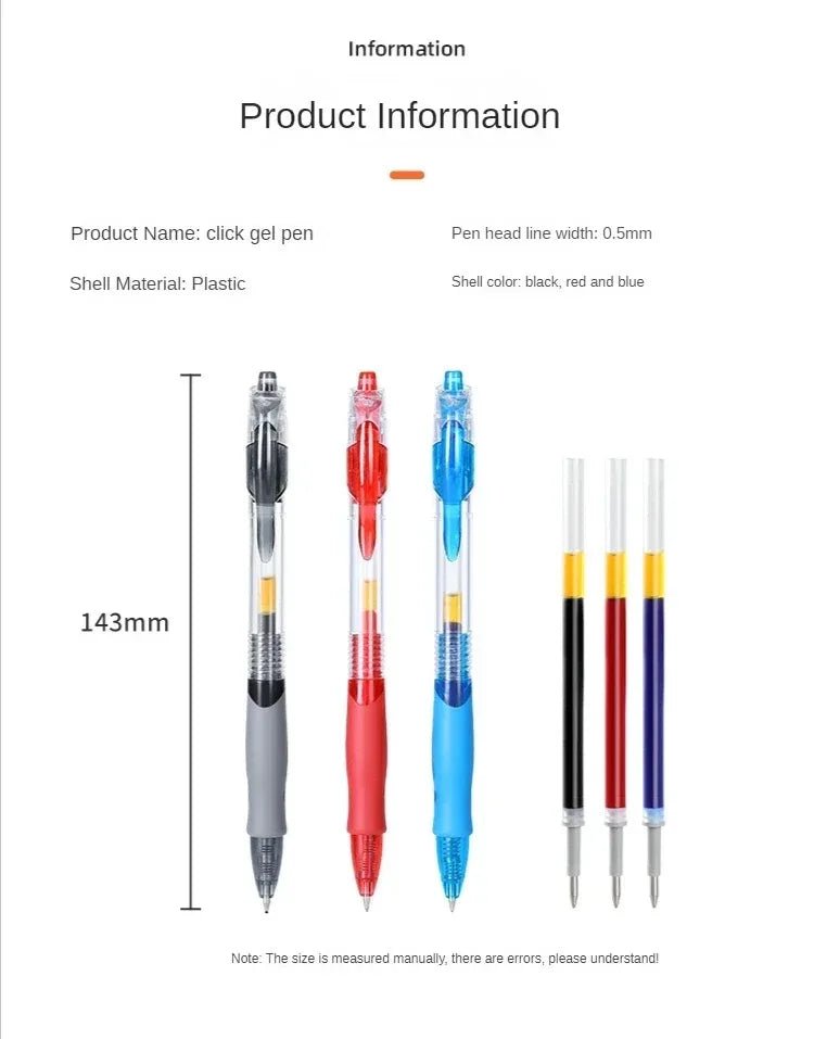 13/30pcs Retractable Gel Pens Set Black/Red/Blue Ink Ballpoint for Writing Refills Office Accessories School Supplies Stationery - MAGUSTA BEAUTY