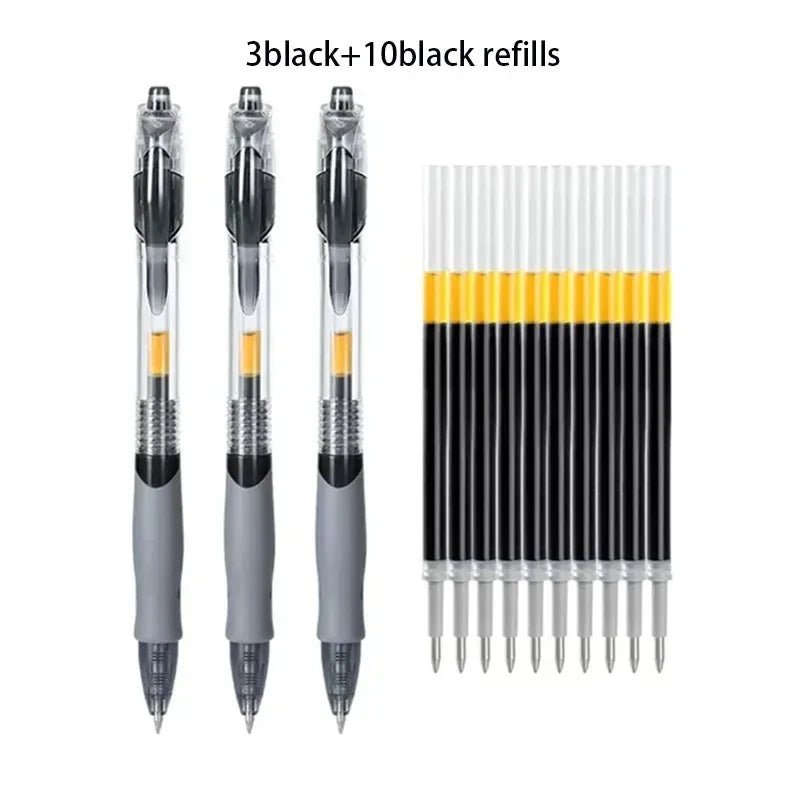 13/30pcs Retractable Gel Pens Set Black/Red/Blue Ink Ballpoint for Writing Refills Office Accessories School Supplies Stationery - MAGUSTA BEAUTY