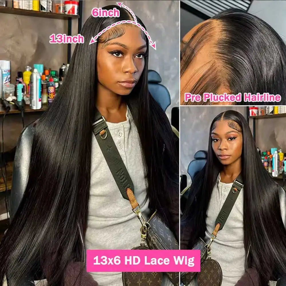 13x4 Bone Straight Human Hair Wigs 13x6 Hd Lace Frontal 42 Inch Straight Transparent Lace 250 Density Human Hair Wig For Women - MAGUSTA BEAUTY