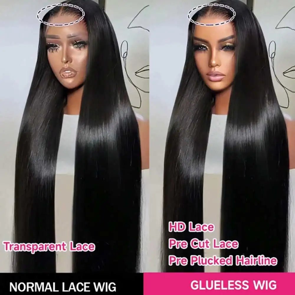 13x4 Bone Straight Human Hair Wigs 13x6 Hd Lace Frontal 42 Inch Straight Transparent Lace 250 Density Human Hair Wig For Women - MAGUSTA BEAUTY