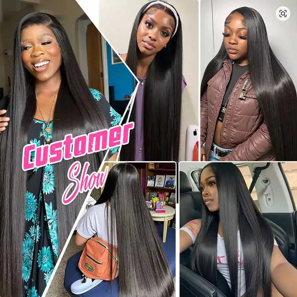 13x4 Bone Straight Human Hair Wigs 13x6 Hd Lace Frontal 42 Inch Straight Transparent Lace 250 Density Human Hair Wig For Women - MAGUSTA BEAUTY