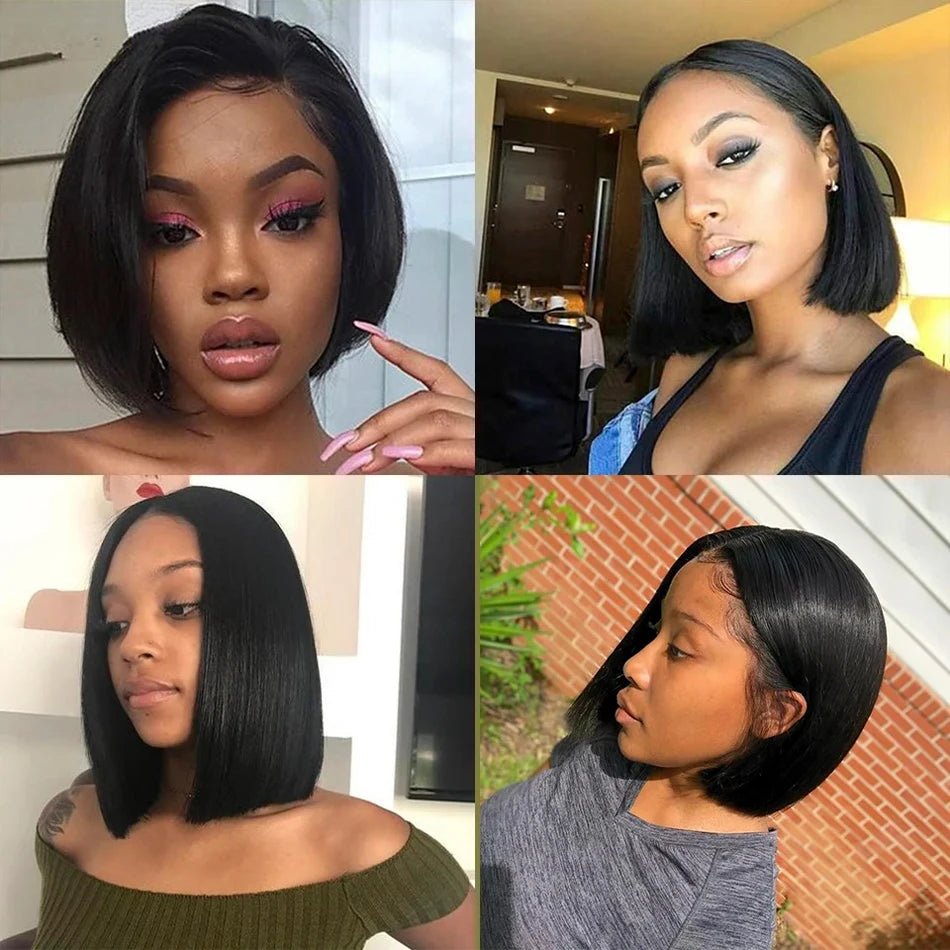 13x4 Bone Straight Lace Frontal Wigs Short Bob Preplucked 4x4 Transparent Lace Front Wig Brazilian 100% Human Hair 12 14 16 Inch - MAGUSTA BEAUTY