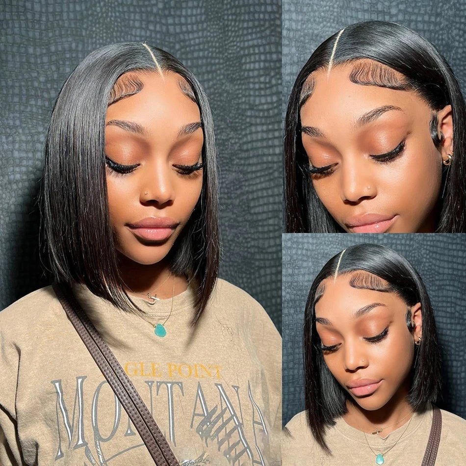 13x4 Bone Straight Lace Frontal Wigs Short Bob Preplucked 4x4 Transparent Lace Front Wig Brazilian 100% Human Hair 12 14 16 Inch - MAGUSTA BEAUTY