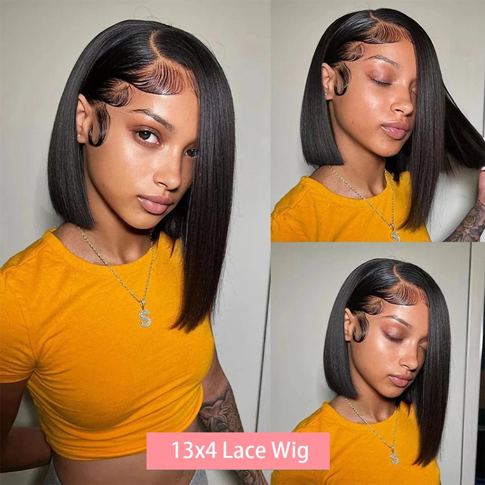 13x4 Bone Straight Lace Frontal Wigs Short Bob Preplucked 4x4 Transparent Lace Front Wig Brazilian 100% Human Hair 12 14 16 Inch - MAGUSTA BEAUTY