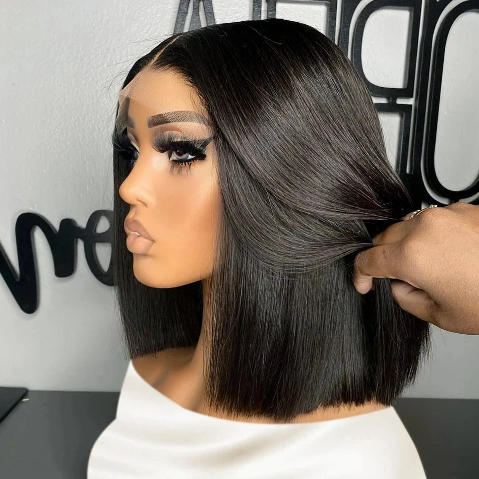 13x4 Bone Straight Lace Frontal Wigs Short Bob Preplucked 4x4 Transparent Lace Front Wig Brazilian 100% Human Hair 12 14 16 Inch - MAGUSTA BEAUTY
