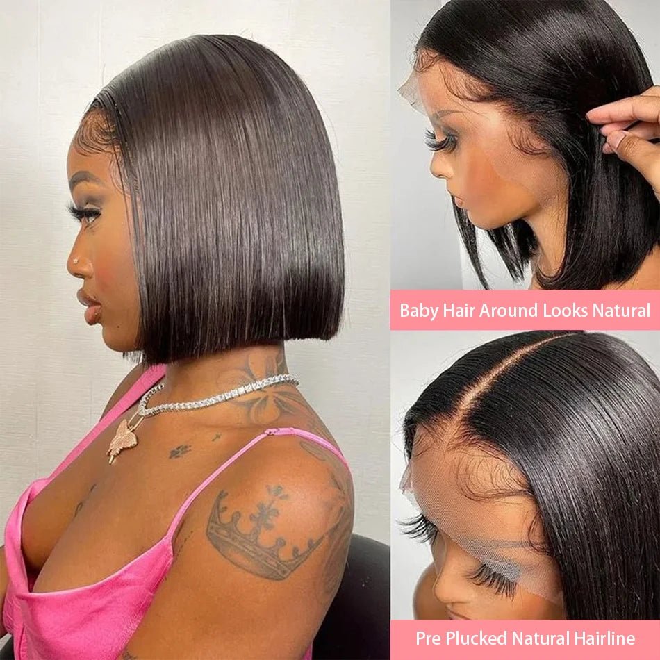 13x4 Bone Straight Lace Frontal Wigs Short Bob Preplucked 4x4 Transparent Lace Front Wig Brazilian 100% Human Hair 12 14 16 Inch - MAGUSTA BEAUTY