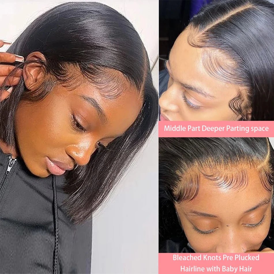 13x4 Bone Straight Lace Frontal Wigs Short Bob Preplucked 4x4 Transparent Lace Front Wig Brazilian 100% Human Hair 12 14 16 Inch - MAGUSTA BEAUTY