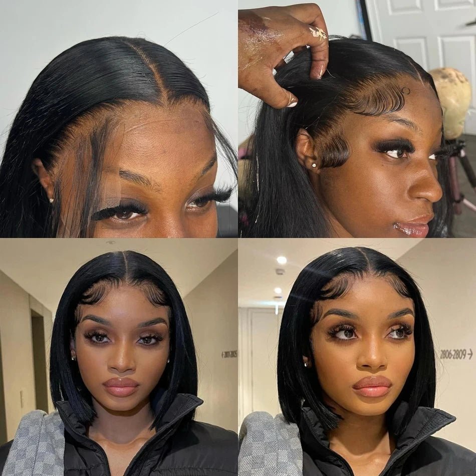 13x4 Bone Straight Lace Frontal Wigs Short Bob Preplucked 4x4 Transparent Lace Front Wig Brazilian 100% Human Hair 12 14 16 Inch - MAGUSTA BEAUTY