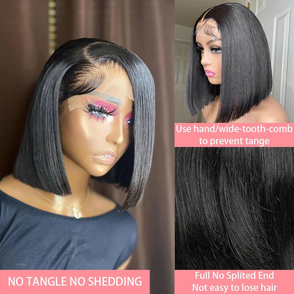 13x4 Bone Straight Lace Frontal Wigs Short Bob Preplucked 4x4 Transparent Lace Front Wig Brazilian 100% Human Hair 12 14 16 Inch - MAGUSTA BEAUTY