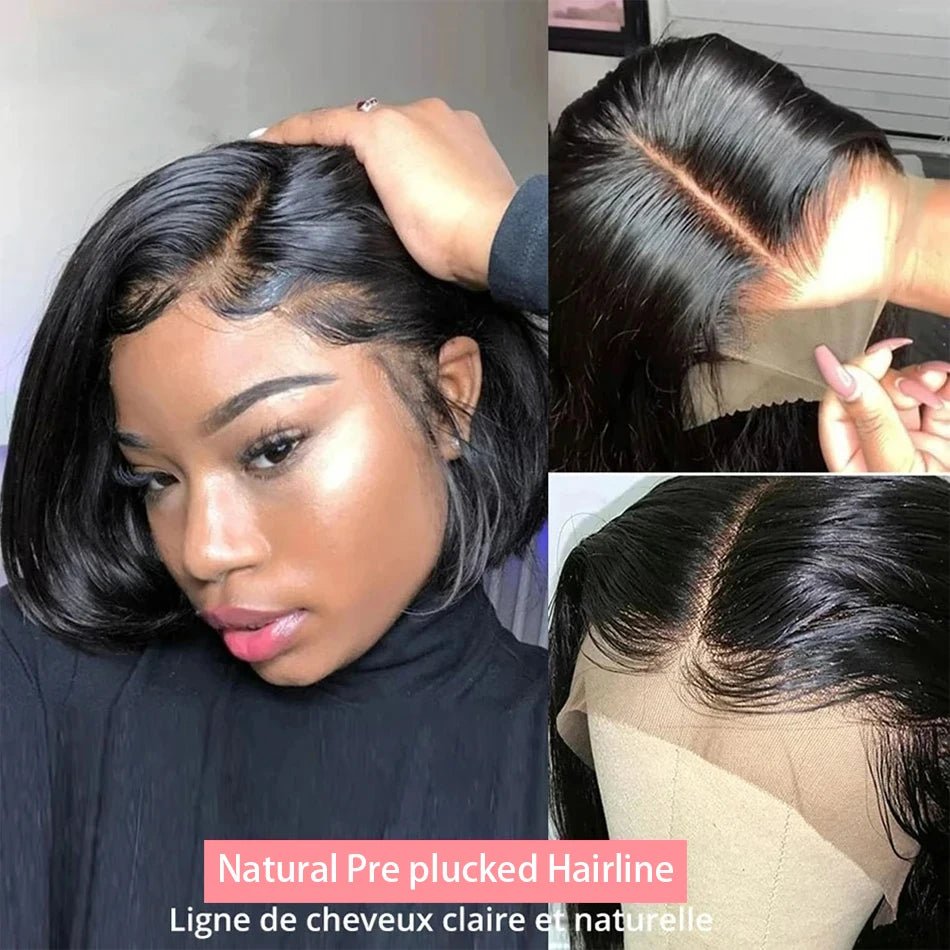 13x4 Bone Straight Lace Frontal Wigs Short Bob Preplucked 4x4 Transparent Lace Front Wig Brazilian 100% Human Hair 12 14 16 Inch - MAGUSTA BEAUTY
