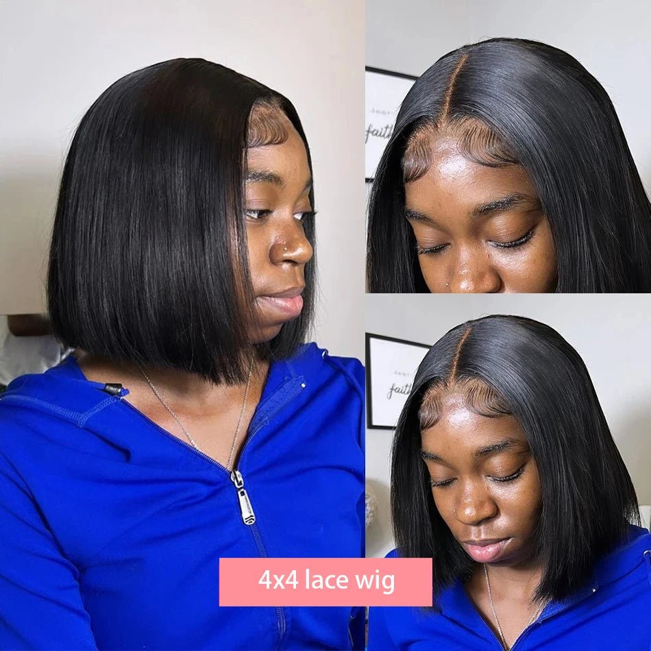13x4 Bone Straight Lace Frontal Wigs Short Bob Preplucked 4x4 Transparent Lace Front Wig Brazilian 100% Human Hair 12 14 16 Inch - MAGUSTA BEAUTY