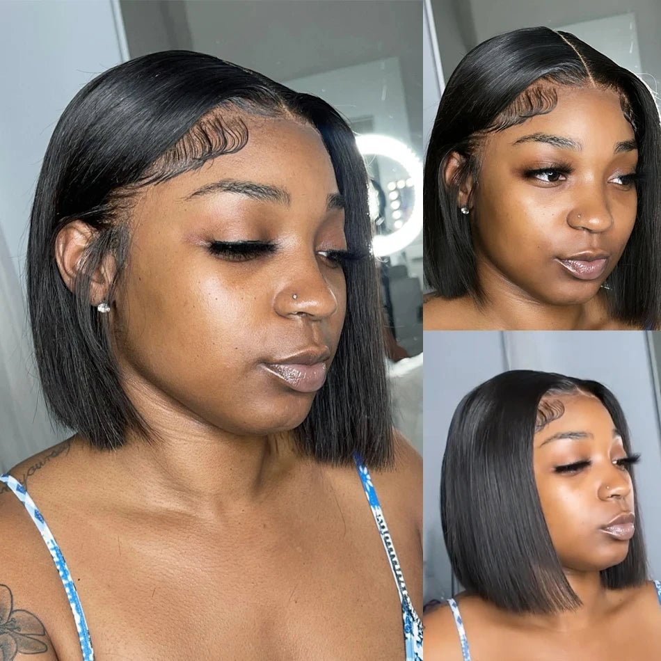 13x4 Bone Straight Lace Frontal Wigs Short Bob Preplucked 4x4 Transparent Lace Front Wig Brazilian 100% Human Hair 12 14 16 Inch - MAGUSTA BEAUTY