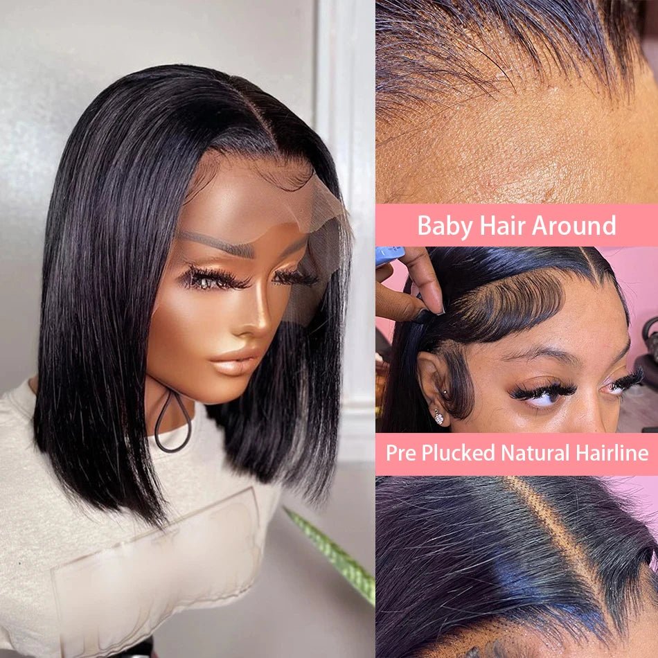 13x4 Bone Straight Lace Frontal Wigs Short Bob Preplucked 4x4 Transparent Lace Front Wig Brazilian 100% Human Hair 12 14 16 Inch - MAGUSTA BEAUTY
