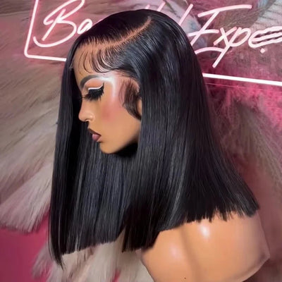 13x4 Glueless Lace Front Wig Human Hair Straight 13x6 HD Transparent Lace Frontal Wigs Short Bob Wig For Women Remy 250% Density - MAGUSTA BEAUTY