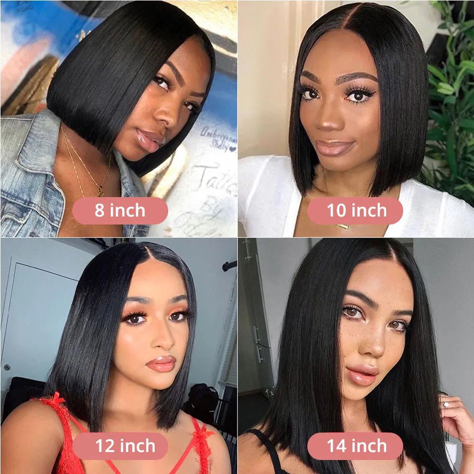 13x4 Glueless Lace Front Wig Human Hair Straight 13x6 HD Transparent Lace Frontal Wigs Short Bob Wig For Women Remy 250% Density - MAGUSTA BEAUTY