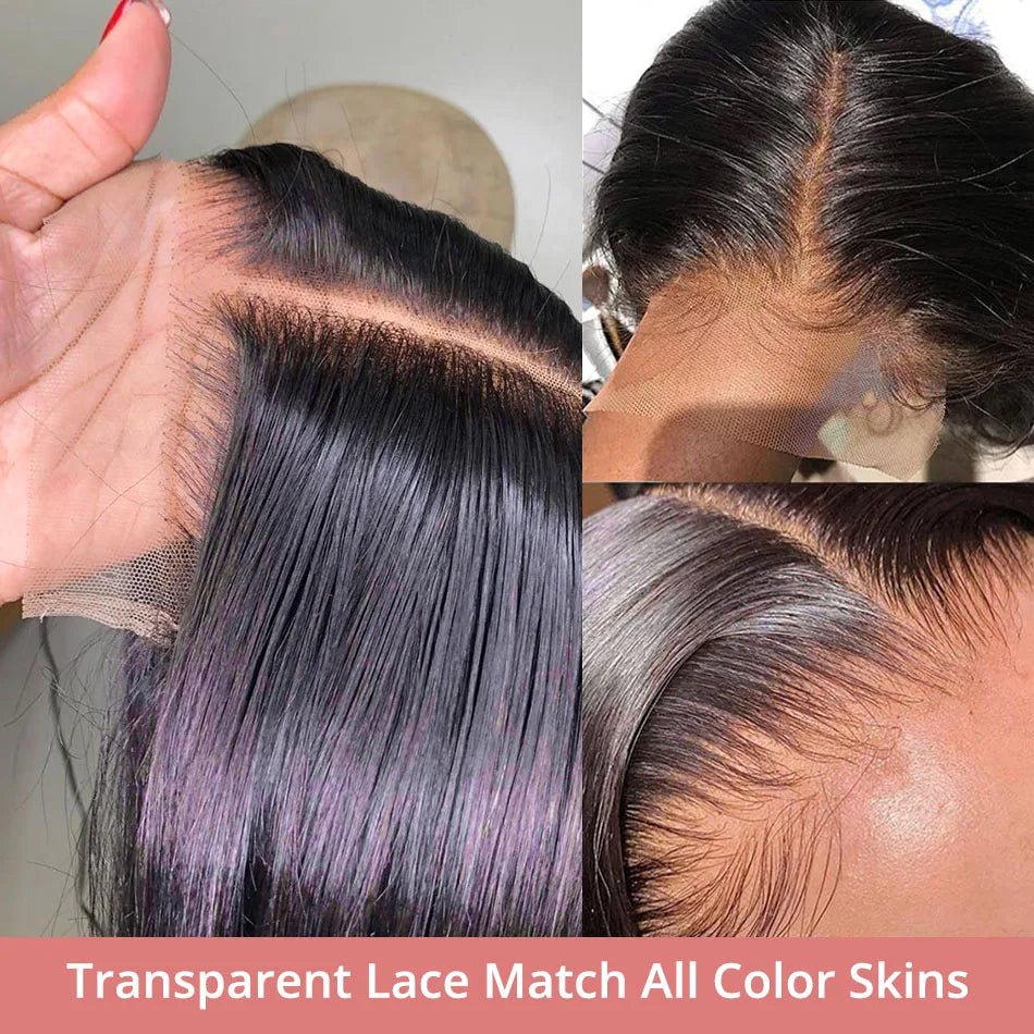 13x4 Glueless Lace Front Wig Human Hair Straight 13x6 HD Transparent Lace Frontal Wigs Short Bob Wig For Women Remy 250% Density - MAGUSTA BEAUTY