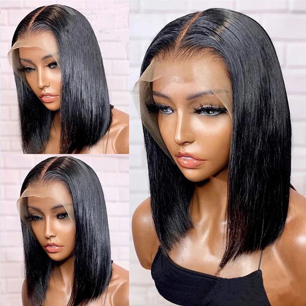 13x4 Lace Front Human Hair Wig Transparent Lace Frontal Wigs For Black Women Short Bob Wig Multiple Remy Straight Natural Wig - MAGUSTA BEAUTY