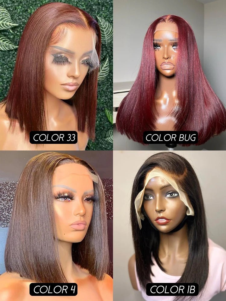 13x4 Lace Front Human Hair Wig Transparent Lace Frontal Wigs For Black Women Short Bob Wig Multiple Remy Straight Natural Wig - MAGUSTA BEAUTY