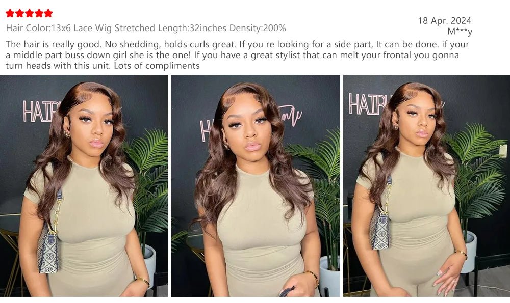 13x6 Chocolate Brown HD Lace Front Human Hair Wigs Body Wave Human Hair Wig 46 Inch 200Density Colored Human Hair Wigs For Women - MAGUSTA BEAUTY